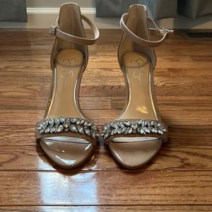 Jessica Simpson Beaded Patent Leather Strappy Heels
